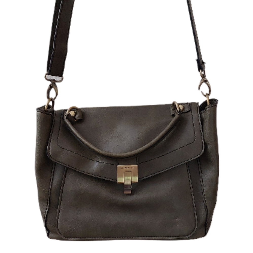 London Fog Olive Green Leather Shoulder Bag